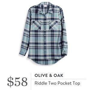 Olive and Oak Riddle Two Pocket Button Down Shirt.