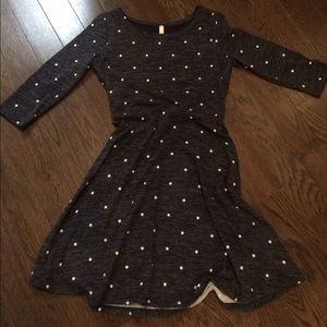 3/4 Sleeve Navy Polka Dot Dress