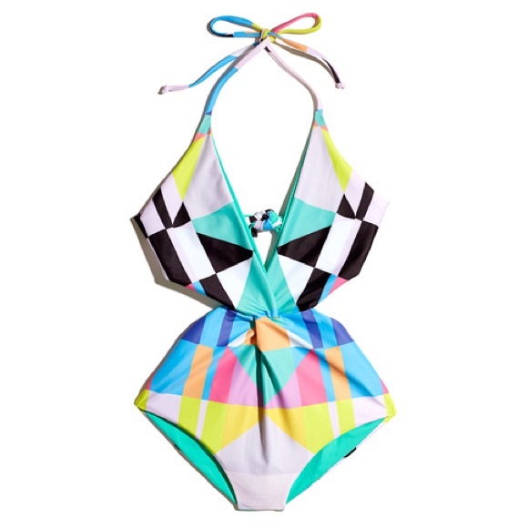 Diamond Twist Front One Piece SWIMSUIT Monokini - Picture 2 of 4