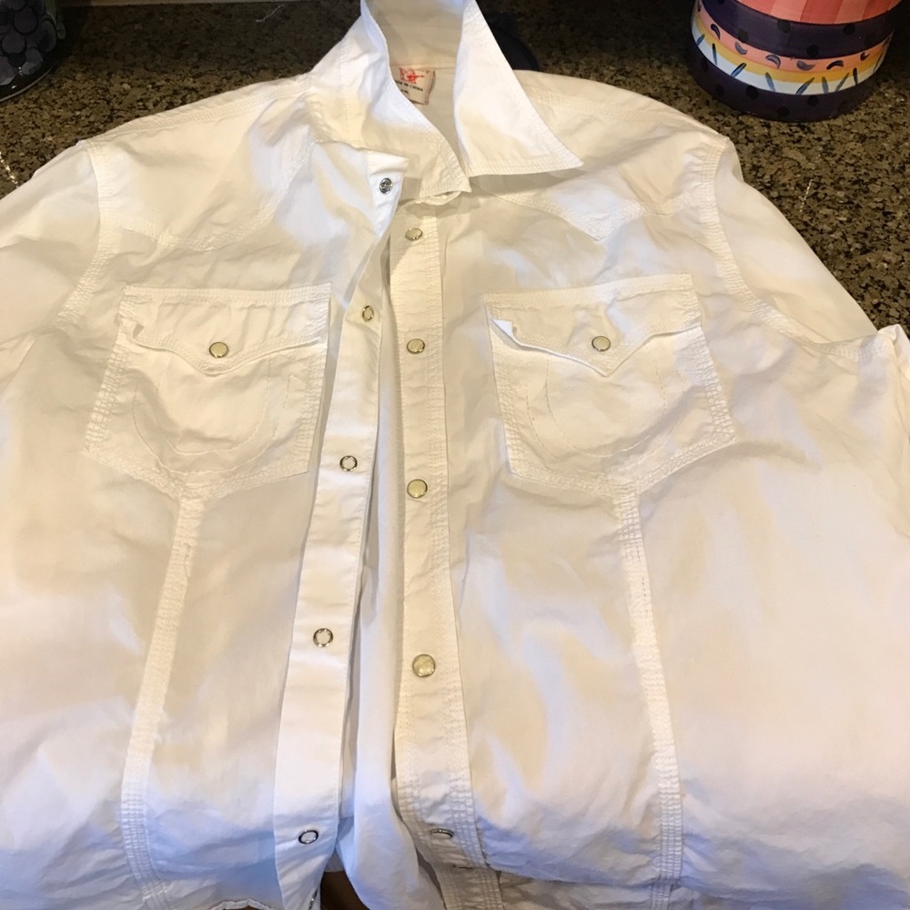 True religion white button up
