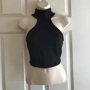 Black High-Neck Crop Top