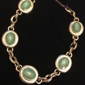 Green Gem and Gold Chain Necklace