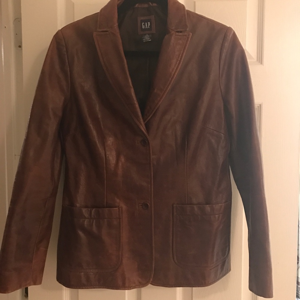 Gap Ladies leather brown blazer