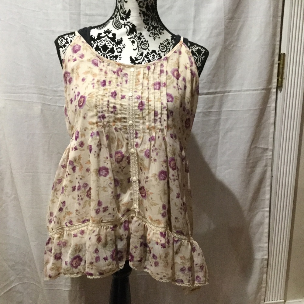 Decree Babydoll Cami Sheer Top With Lining