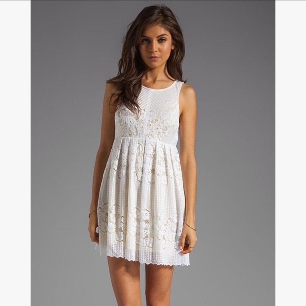 Free People White And Yellow Lace Dress Size 4