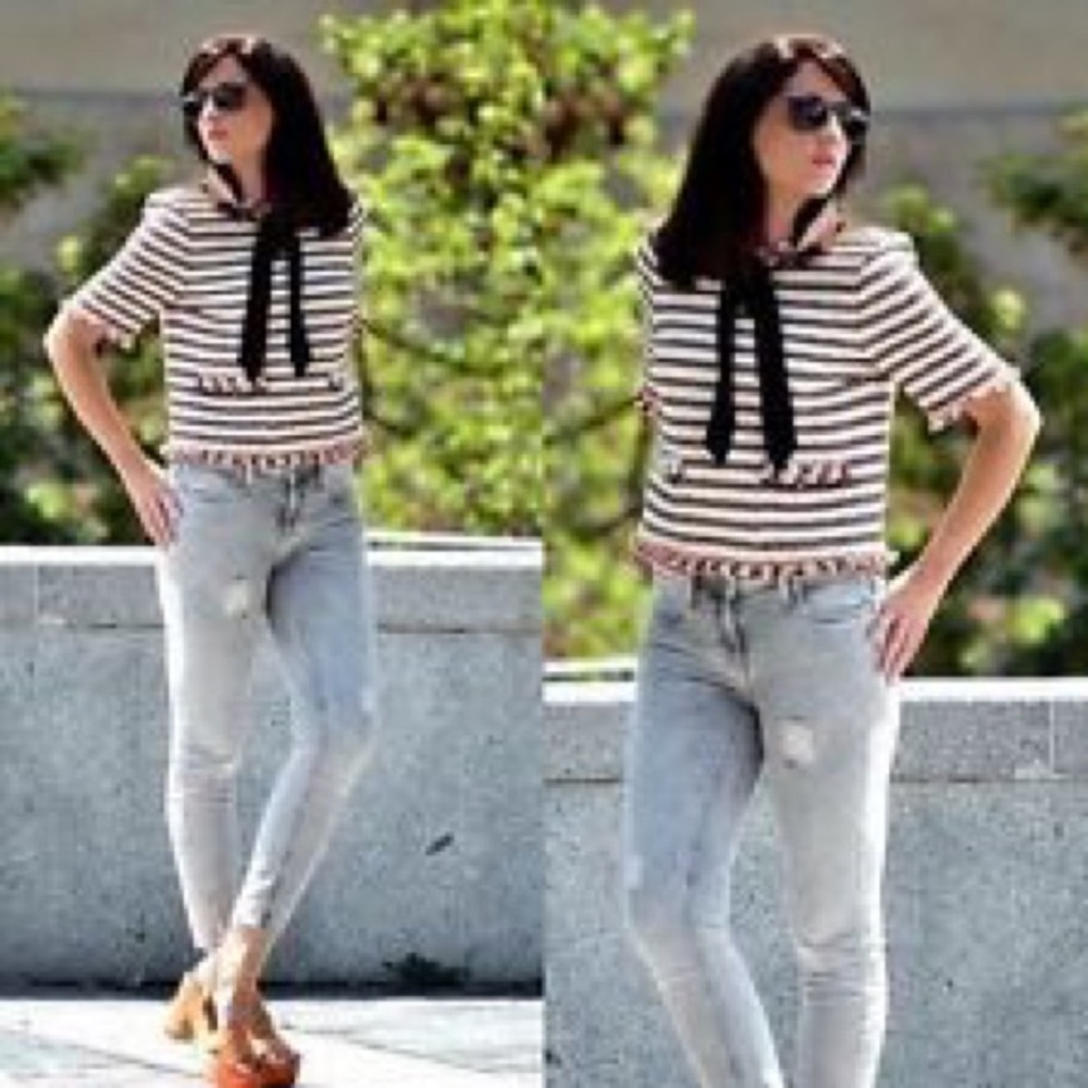 Zara Tweed Bow Top - Picture 2 of 7