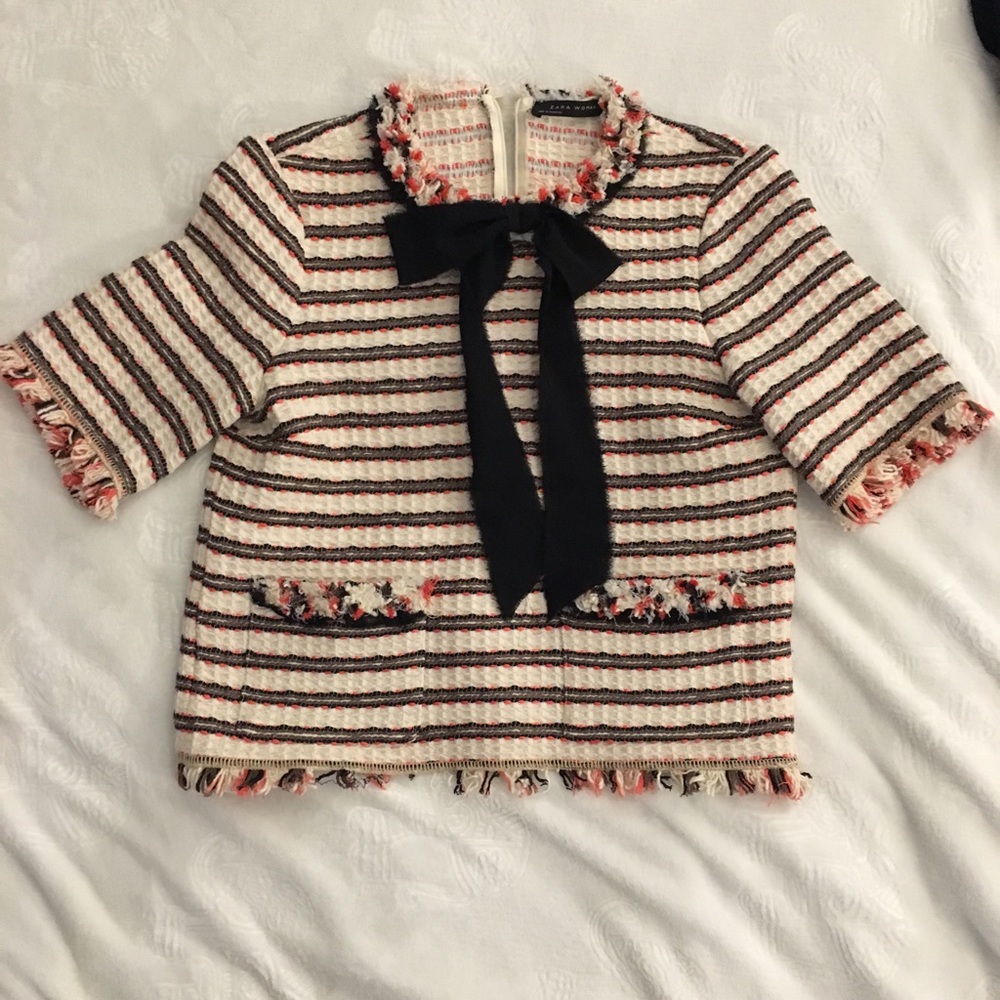 Zara Tweed Bow Top - Picture 5 of 7