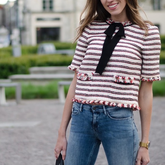 Zara Tweed Bow Top - Picture 4 of 7