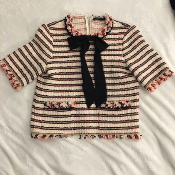 Zara Tweed Bow Top - Picture 5 of 7