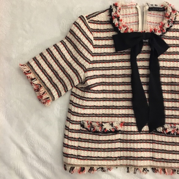 Zara Tweed Bow Top - Picture 6 of 7