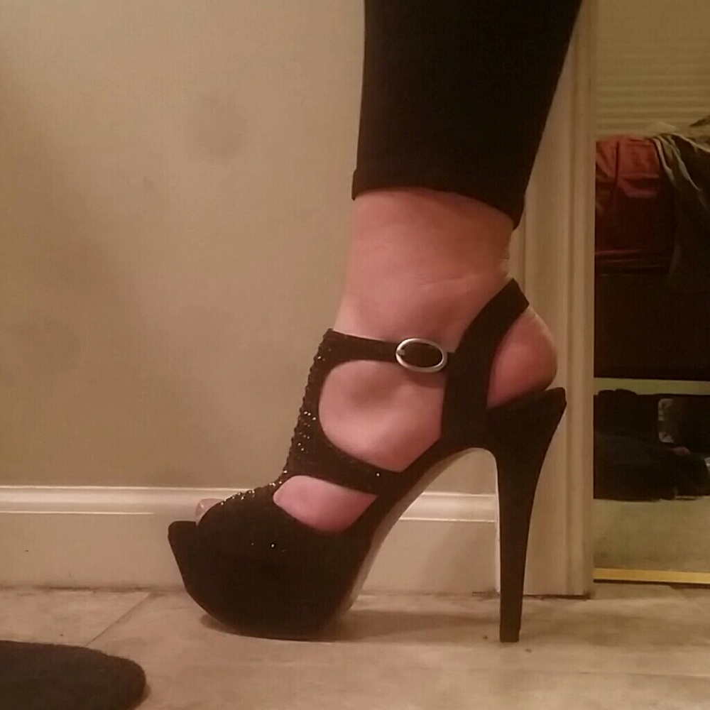 BCBGeneration Black Rhinestone Heels