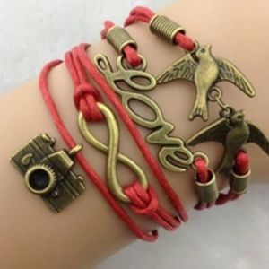 love,camera, photographer, birds infinity bracelet
