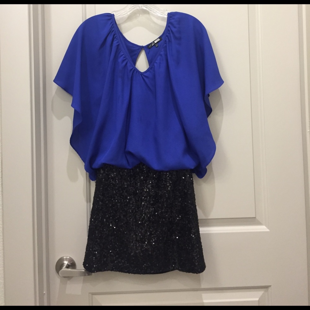 Royal Blue and Black Sequin dress
