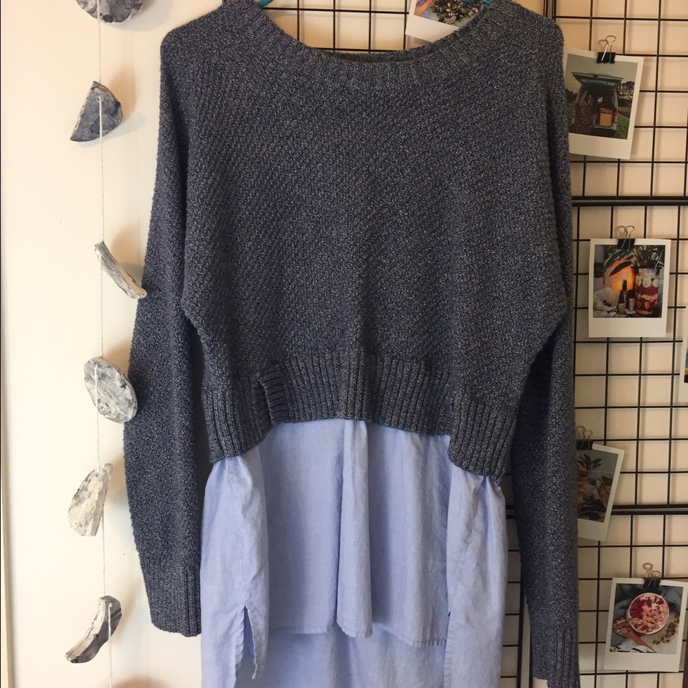 Blue and Black Sweater Top