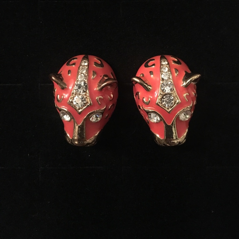 Gold and orange cheetah earrings