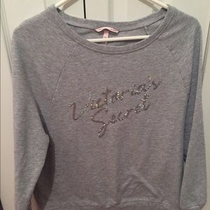 grey sequined victoria's secret shirt small