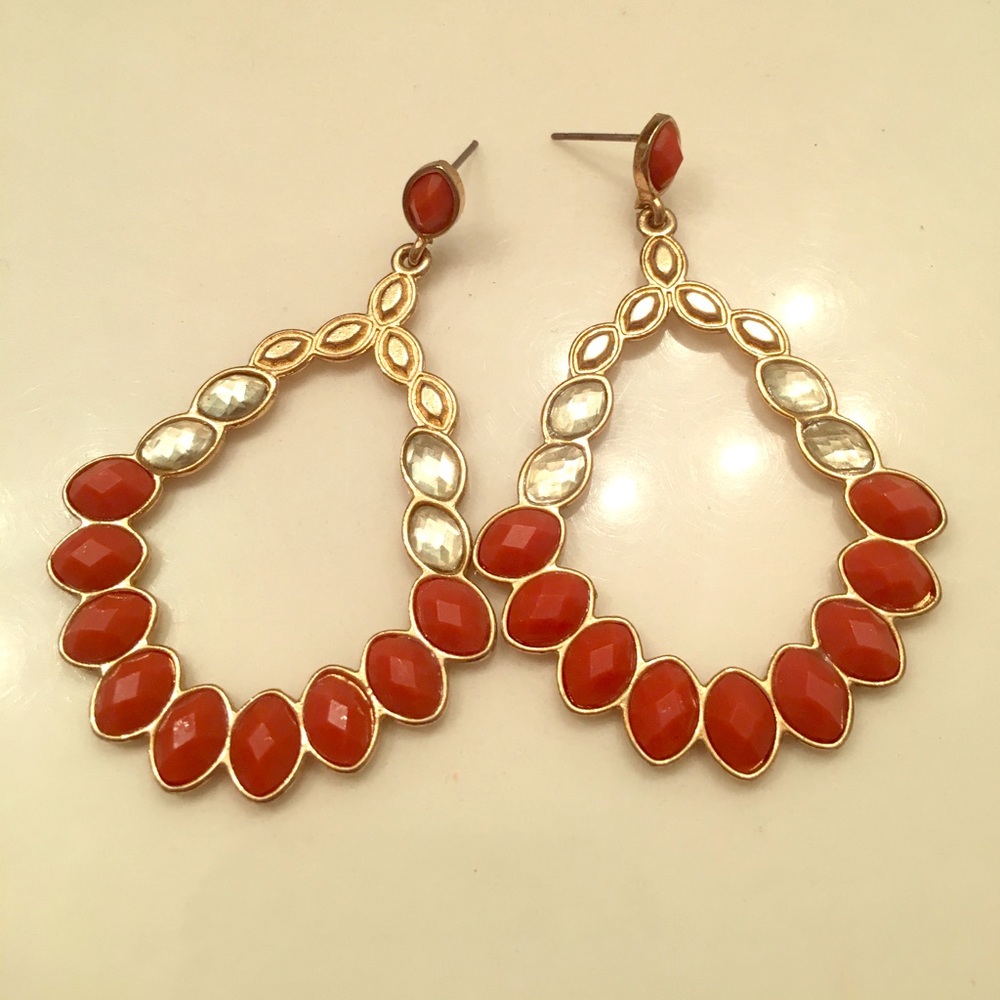Burnt orange and gold earrings
