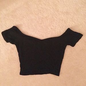 Off shoulder black crop top