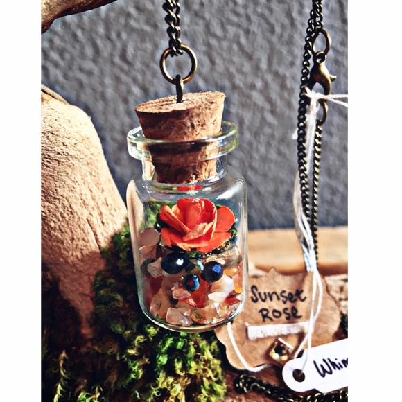 Whimsy Jewelry - Sunset Rose Bottle Necklace