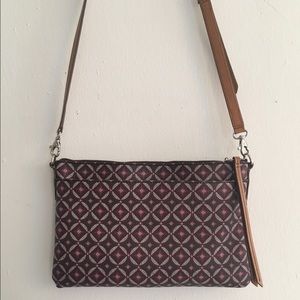 Fossil Maroon patterned cross body bag