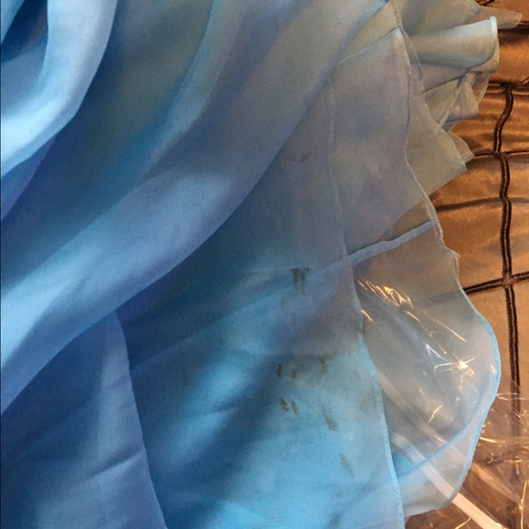 Blue Chiffon Gown with Beaded Bust - Picture 5 of 6