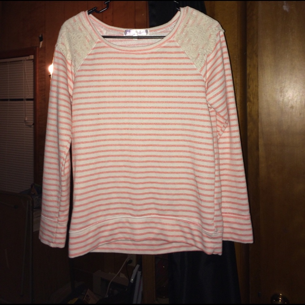 Pink and cream crew neck