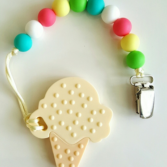 Silicone Teething Pacifier Clip Ice Cream - Picture 2 of 2