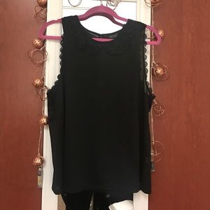 Topshop Black Peter Pan Collar Top