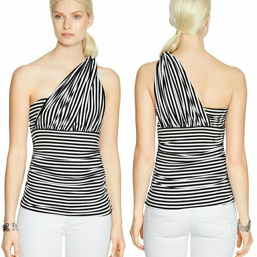White House Black Market Striped Halter top