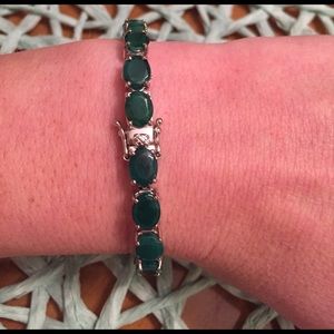 Emerald stone silver bracelet