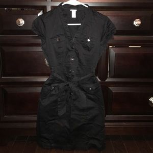Black Button Down Dress with waist tie!