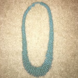 Aqua beaded loop necklace