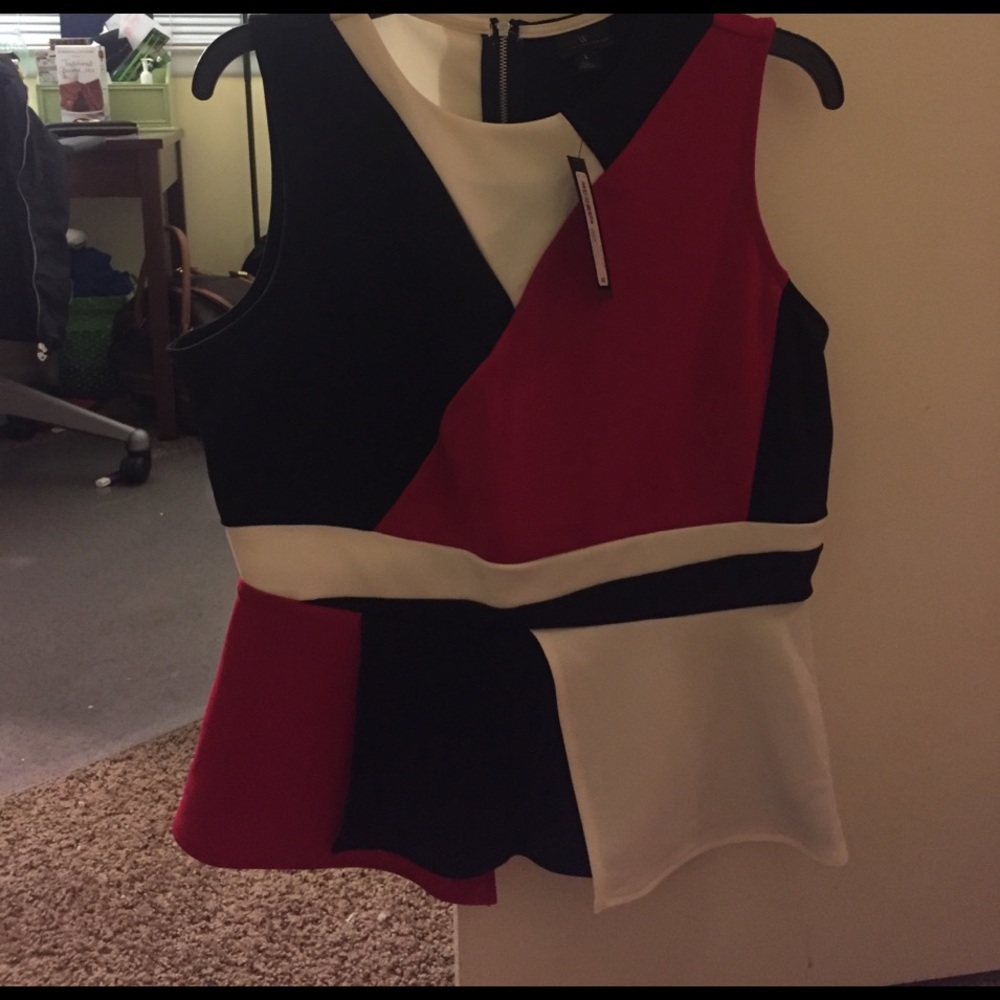 Black and red peplum tank
