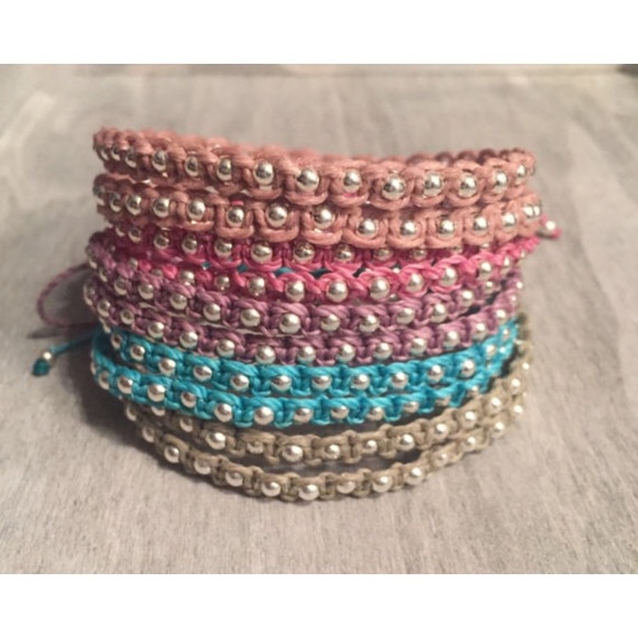 Waxed Linen & Sterling Silver Wrap Bracelet - Picture 2 of 4