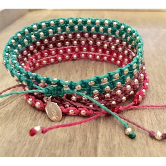 Waxed Linen & Sterling Silver Wrap Bracelet - Picture 4 of 4