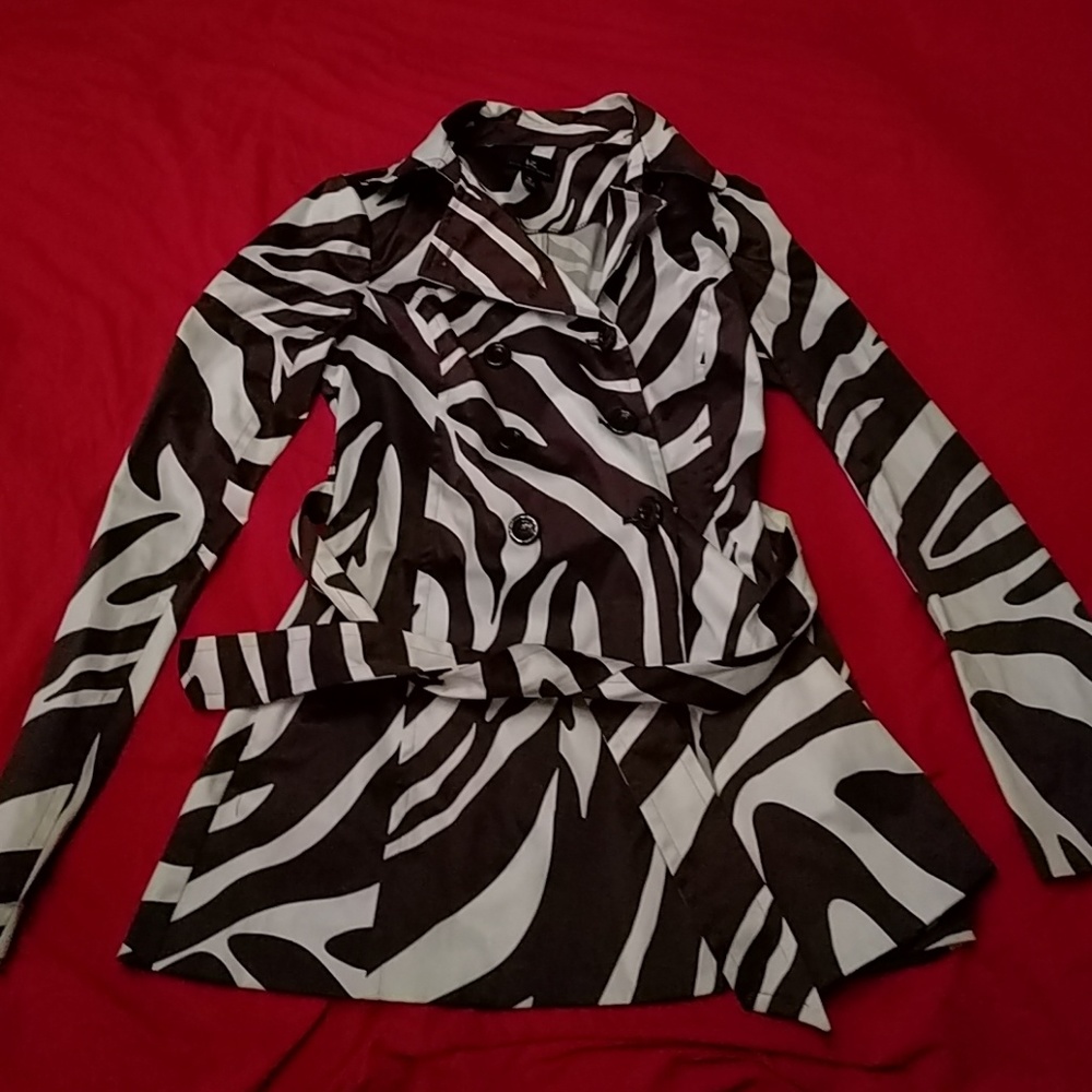 Zebra print lightweight belted trench coat