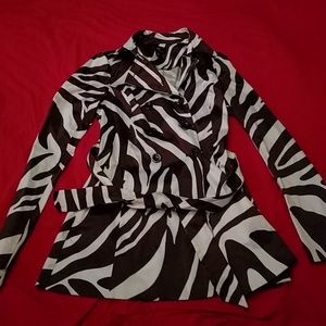 Zebra print lightweight belted trench coat