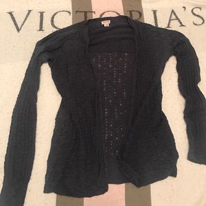 A navy blue cardigan