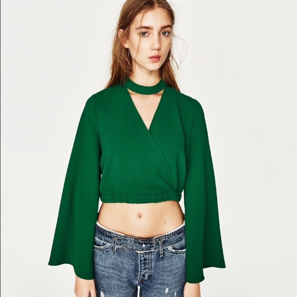Zara Choker Top with bell Sleeves