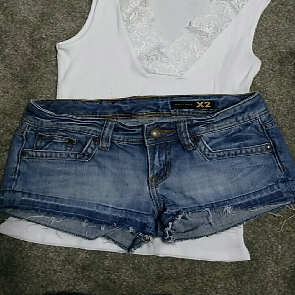 Express low rise jean shorts