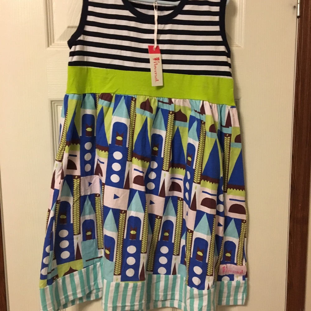 Flower Sak dress w/ ruffle leggings girls size 10