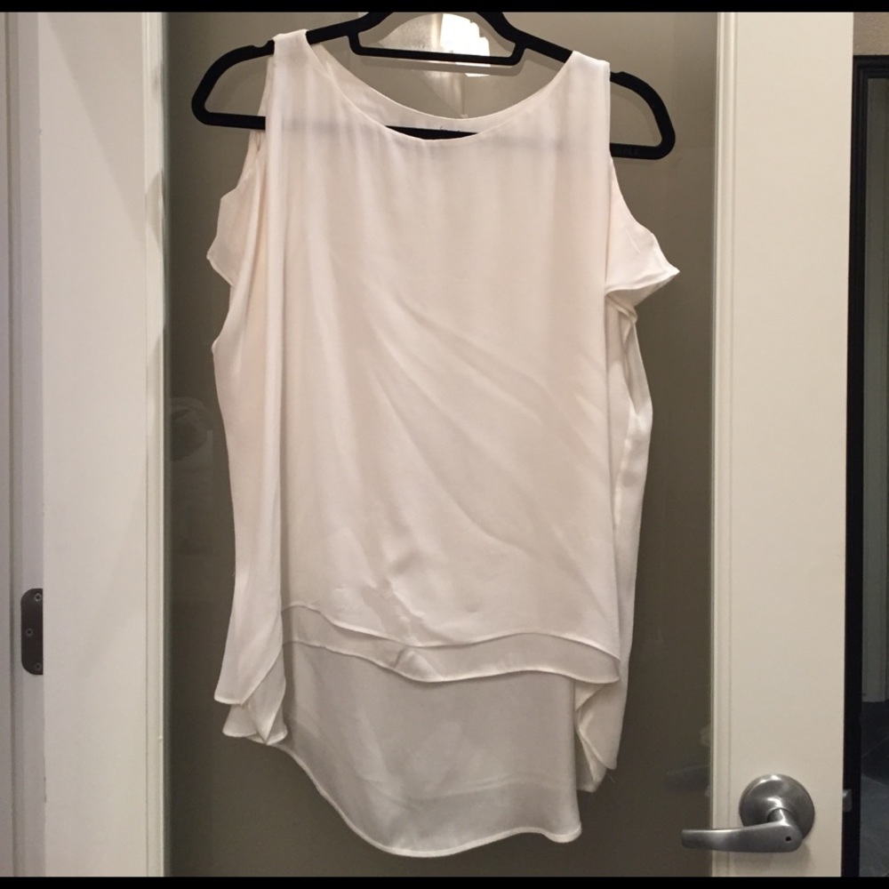 Alice & Olivia Cold Shoulder Silk Blouse
