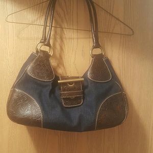 NINE WEST western-inspired denim satchel