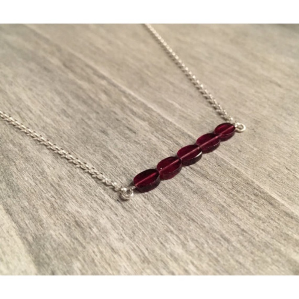 Sterling Silver Garnet Minimalist Necklace