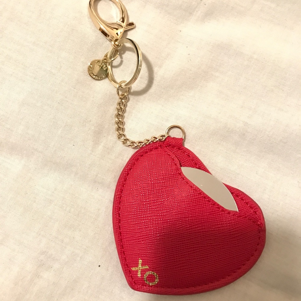 Heart shaped Leather Mirrored Keychain/Bag charm
