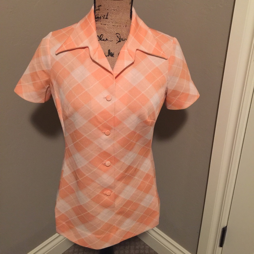 60s argyle button down top
