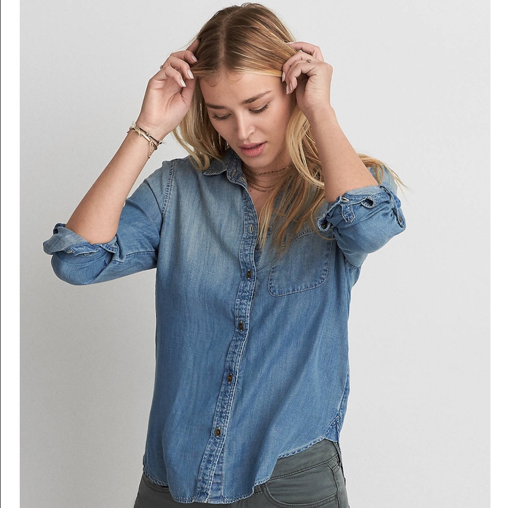 American eagle boyfriend denim tencel shirt