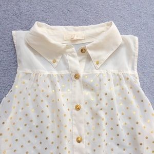 Sheer Cream and Gold Polka Dot top