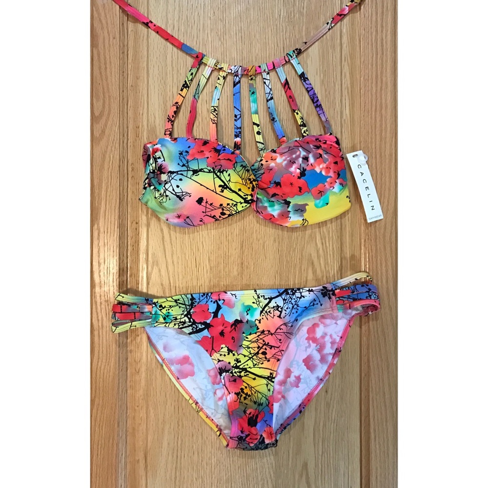 Pink floral 2 pc swimsuit