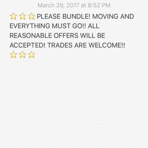 HUGE SALE!! ALL ITEMS MUST GO, MAKE AN OFFER!